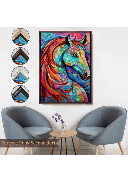 canvas Serie Renkli Soyut At TABLOSU-7528 fırsatları