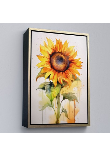 canvas Serie Suluboya Görünümlü Ayçiçek TABLO-7618
