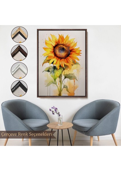 canvas Serie Suluboya Görünümlü Ayçiçek TABLO-7618 fırsatları