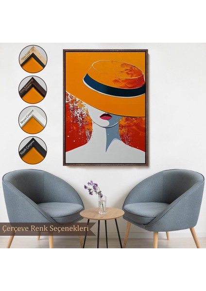^#canvas Serie Turuncu Şapkalı Retro Kadın TABLO-7589 fırsatları