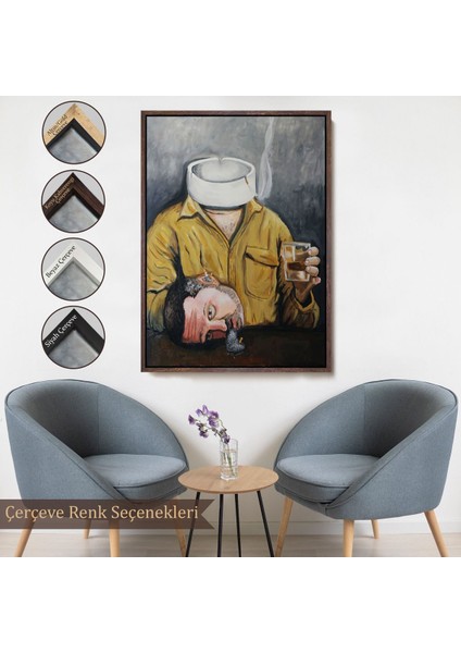 canvas Serie Bar Masasında Sigara Içen Adam TABLO-7902