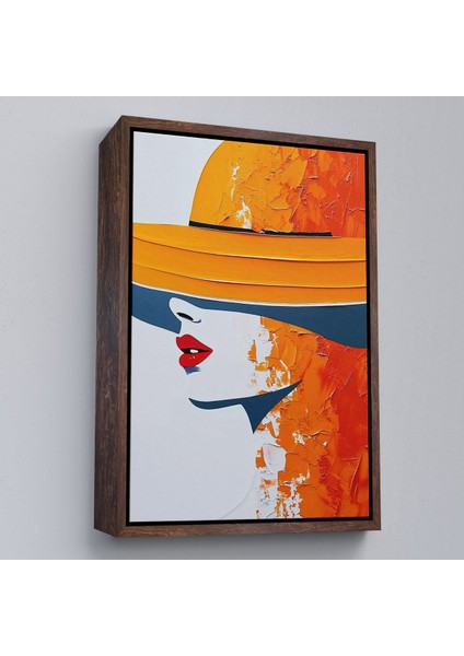 canvas Serie Turuncu Şapkalı Retro Kadın TABLO-7615