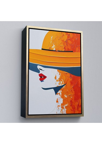 canvas Serie Turuncu Şapkalı Retro Kadın TABLO-7615 fiyatları