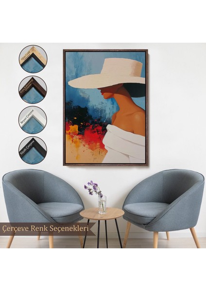 canvas Serie Beyaz Şapkalı Soyut Kadın TABLO-7621 fırsatları