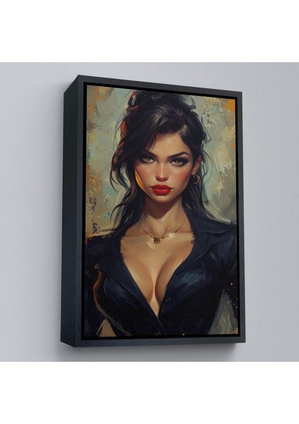 canvas Serie Yağlıboya Görünümlü Esmer Güzel Kadın TABLOSU-7741