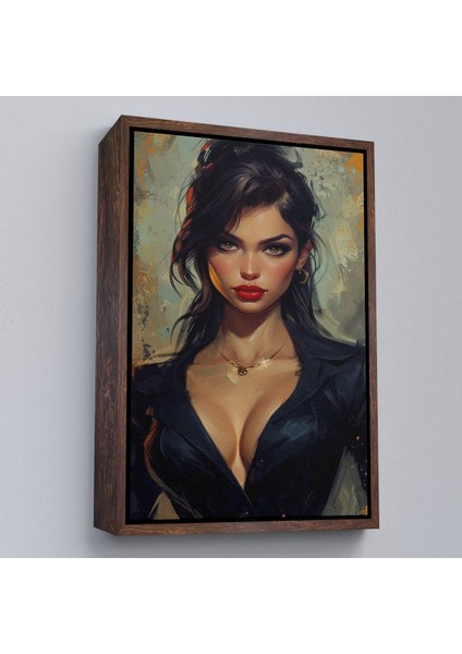 canvas Serie Yağlıboya Görünümlü Esmer Güzel Kadın TABLOSU-7741 fiyatları