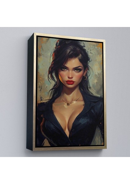 canvas Serie Yağlıboya Görünümlü Esmer Güzel Kadın TABLOSU-7741 modelleri