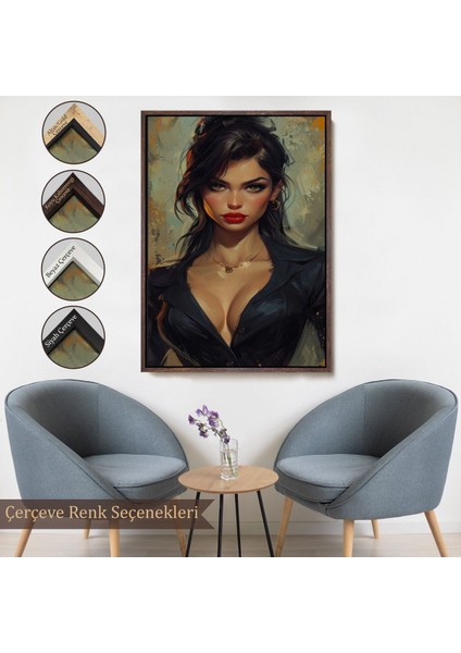canvas Serie Yağlıboya Görünümlü Esmer Güzel Kadın TABLOSU-7741 fırsatları