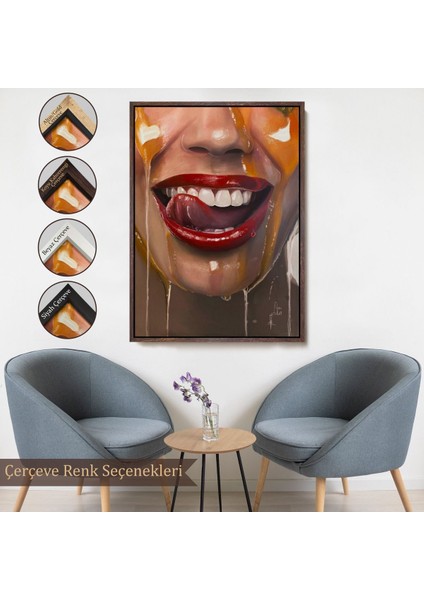 canvas Serie Kırmızı Rujlu Kadın TABLOSU-7821 fırsatları