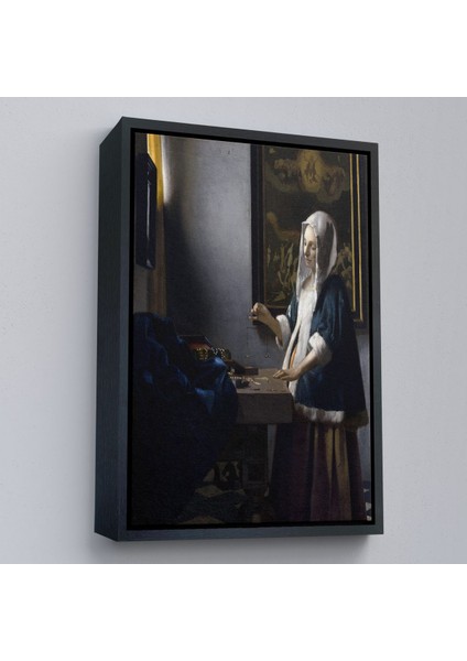 canvas Serie Johannes Vermeer - Teraziyi Tutan Kadın Tablosu - A Woman Holding A BALANCE-7500