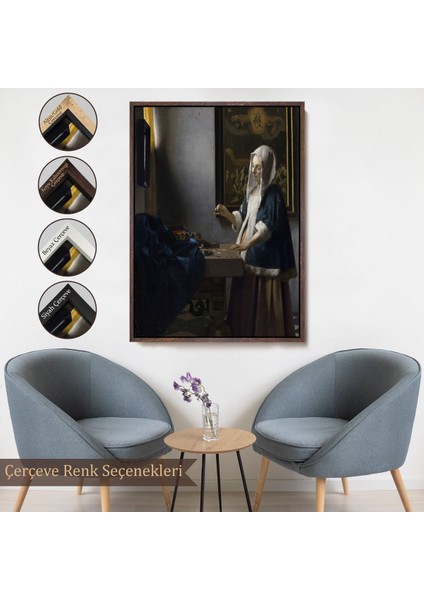 canvas Serie Johannes Vermeer - Teraziyi Tutan Kadın Tablosu - A Woman Holding A BALANCE-7500 fırsatları