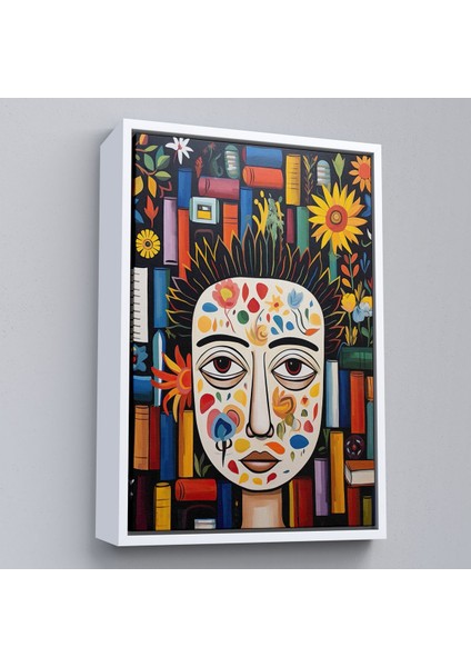 canvas Serie Renkli Çiçek Yüzlü Kadın TABLOSU-8019