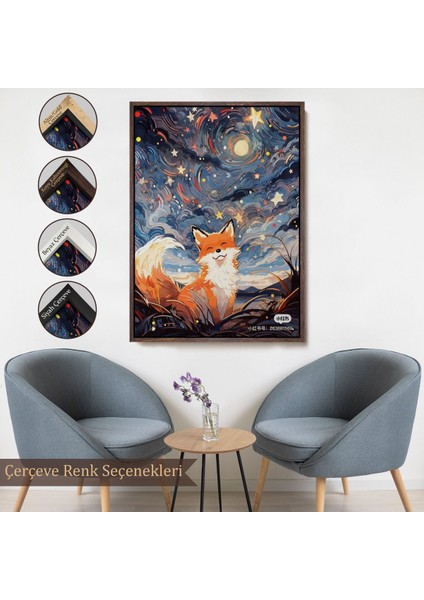 canvas Serie Soyut Ormandaki Sarı Tilki TABLOSU-7839