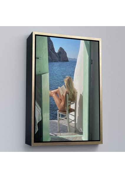 canvas Serie Sahildeki Evınde Kitap Okuyan Kadın TABLOSU-7777 modelleri