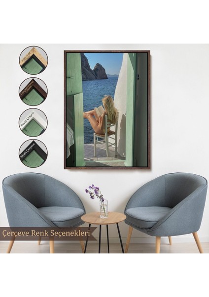 canvas Serie Sahildeki Evınde Kitap Okuyan Kadın TABLOSU-7777 fırsatları