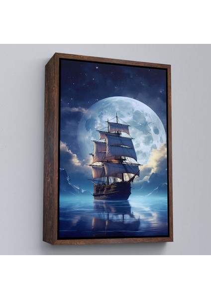 canvas Serie Gece Denizdeki Yelkenli TABLOSU-7933