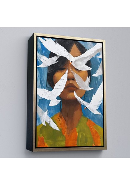 canvas Serie Beyaz Kuşlar ve Asyalı Kadın TABLO-7630