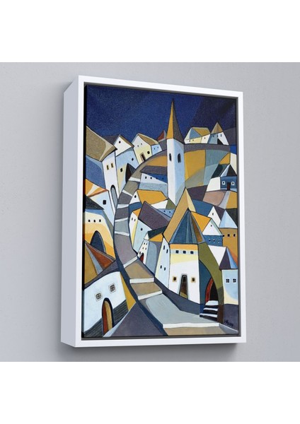 ^#canvas Serie Sıkışık Mavi Evler TABLOSU-7718