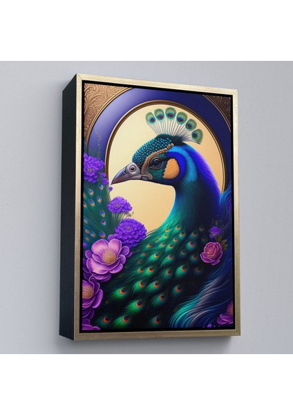 canvas Serie Mor Çiçekler Ortasında Tavus Kuşu TABLOSU-8010 modelleri