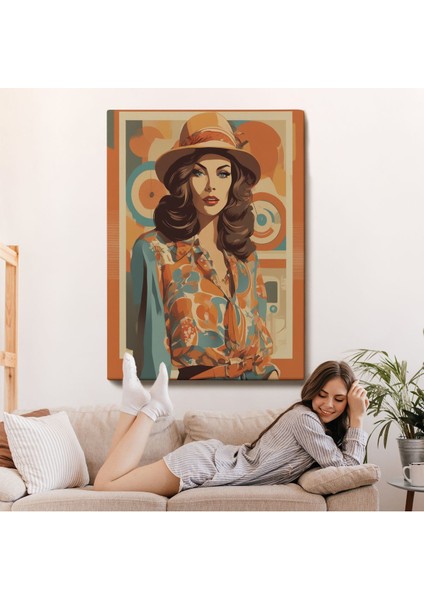 canvas Serie Şapkalı Güzel Retro Kadın TABLOSU-8070