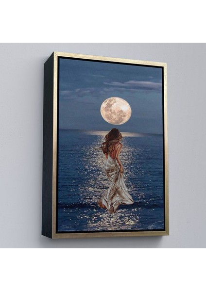 canvas Serie Deniz Üstünde Aya Doğru Yürüyen Soyut Kadın TABLO-7684