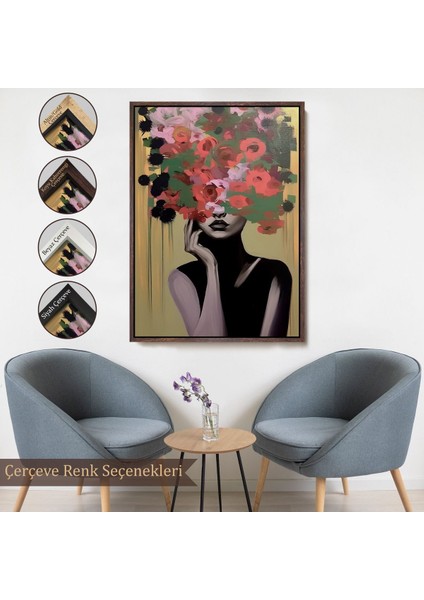 canvas Serie Çiçek Başlı Soyut Kadın TABLOSU-7830 fırsatları