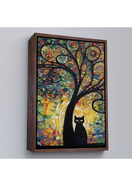 canvas Serie Ağaç Altındaki Siyah Kedi TABLOSU-7899