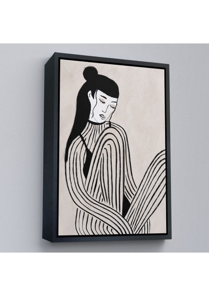 canvas Serie Handdrawn Oturan Kadın TABLOSU-7981