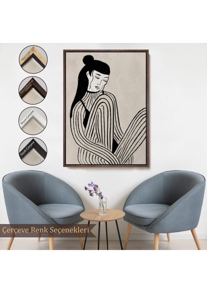 canvas Serie Handdrawn Oturan Kadın TABLOSU-7981 fırsatları