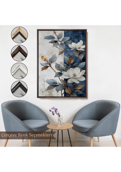 canvas Serie Mavi ve Beyaz Çiçekler TABLOSU-7886 fırsatları