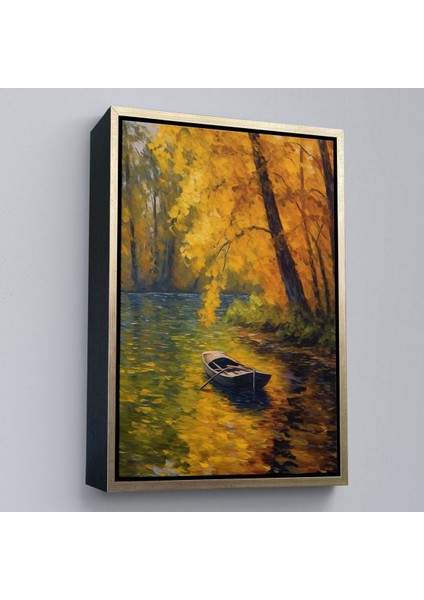 canvas Serie Ormandaki Akarsuda Ilerleyen Tekne TABLO-7598