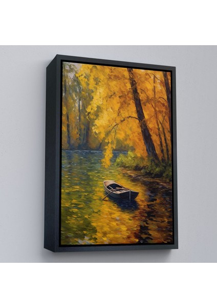 canvas Serie Ormandaki Akarsuda Ilerleyen Tekne TABLO-7598 modelleri