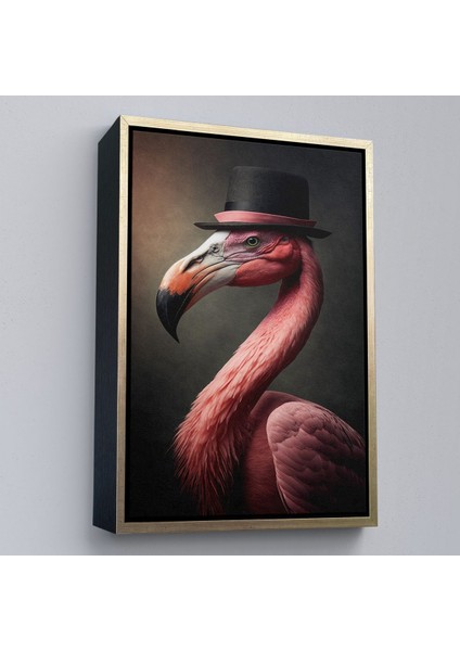 canvas Serie Şapkalı Pembe Filamingo TABLOSU-7930
