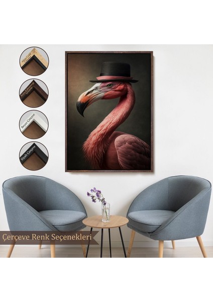 canvas Serie Şapkalı Pembe Filamingo TABLOSU-7930 fırsatları