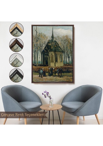 canvas Serie Vincent Van Gogh - Cemaat Nuenen'deki Reform Kilisesinden Ayrılıyor TABLO-7466