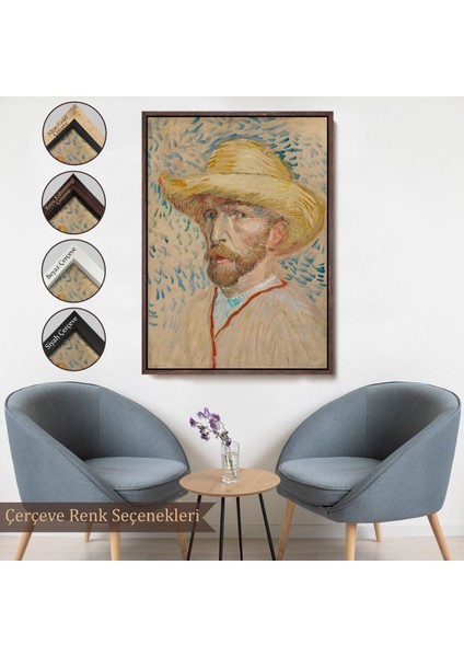 canvas Serie Vincent Van Gogh - Hasır Şapkalı Otoportre TABLOSU-7462 fırsatları