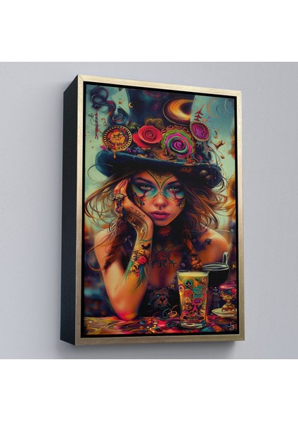 canvas Serie Sürreal Dövmeli Hippi Kadın TABLO-7727