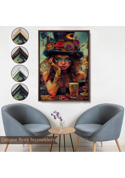 canvas Serie Sürreal Dövmeli Hippi Kadın TABLO-7727 fırsatları