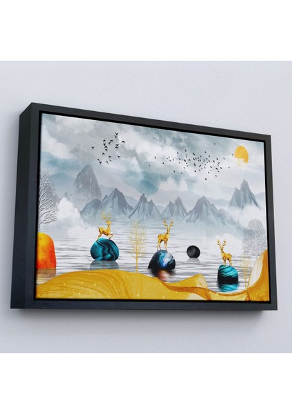 canvas Serie 3D Modern Tasarım Altın Geyikler TABLOSU-7196 modelleri