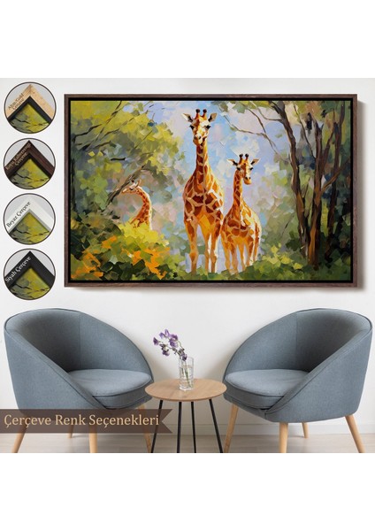 ^#canvas Serie Ormandaki Ağaçların Altında Dinlenen Zürafa Aile TABLOSU-7228 fırsatları