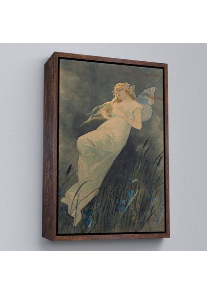 canvas Serie Alphonse Mucha'nın Iris Çiçekleriyle Elf TABLO-7288