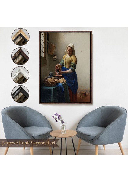 canvas Serie Johannes Vermeer - Sütçü Kız Tablo - The MILKMAID-7434 fırsatları