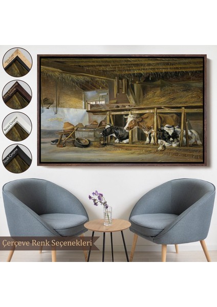 canvas Serie Jan Van Ravenswaay - Ahırdaki Hollanda Inekleri TABLO-7064 fırsatları