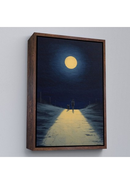 ^#canvas Serie Ay Işığına Yürüyen Kedi ve Dostu TABLO-7504