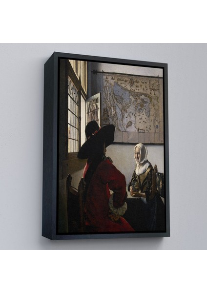 canvas Serie Johannes Vermeer - Memur ve Gülen Kız Tablo - Officer And Laughing GIRL-7366