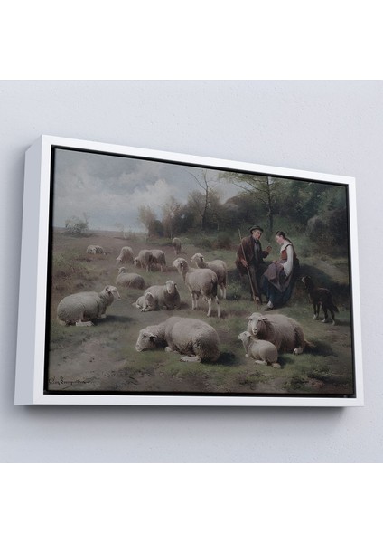 ^#canvas Serie Cornelis Van Leemputten Schaferpaar Mit Herde Tablosu
