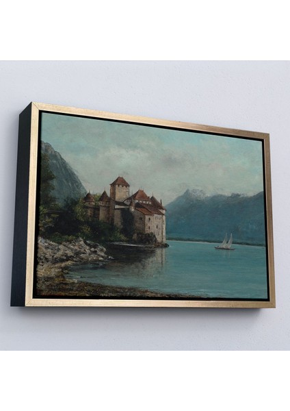 ^#canvas Serie Gustave Courbet - Cenevre Gölü'ndeki Chillon Kalesi TABLO-7094