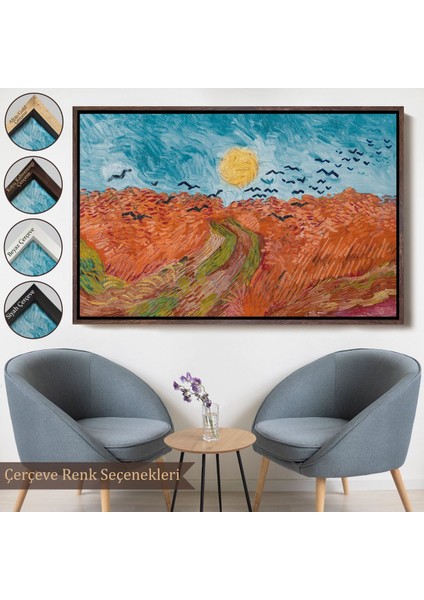 canvas Serie Vincent Willem Van Gogh - Kargalarla Buğday Tarlası TABLO-7152 fırsatları