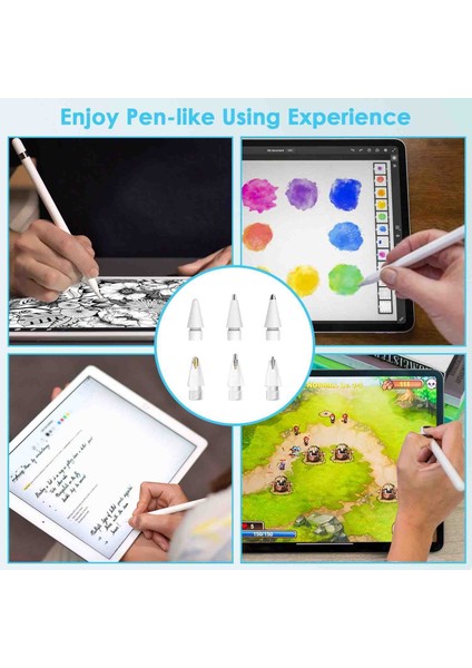 Apple Pencil 2./1. Nesil ve Apple Pencil Pro/usb-C Için iPad Pro/mini/air Dayanıklı 6 Yedek Uçları