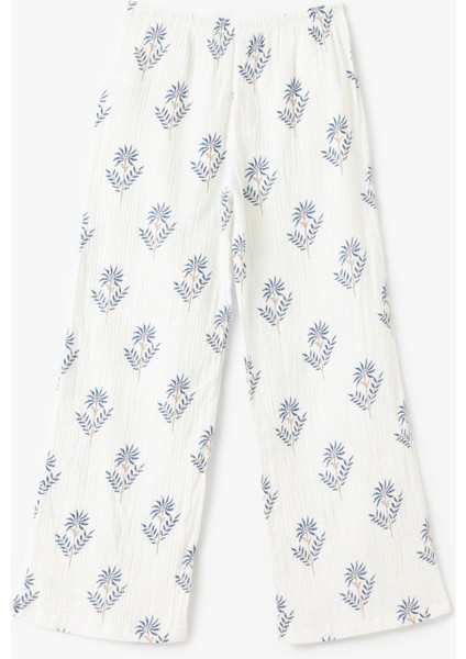 Beli Bağcıklı Çiçekli Düz Paça Pantolon fırsatları